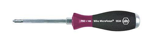 Wiha Schraubendreher MicroFinish® Phillips mit durchgehender Sechskantklinge und massiver Stahlkappe (29151) PH3 x 150 mm, für ölige und feuchte Anwendungen, optimaler Halt mit nassen Händen dank Oberflächenstruktur, für gezielte Hammerschläge, Schlagen und Meißeln, Sechskantansatz zum Lösen von festsitzenden Schrauben