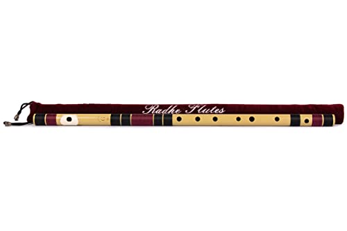 Image of Radhe Flutes PVC Fiber Bass G With Velvet Cover (Beige Flute With Black & Maroon Threads)