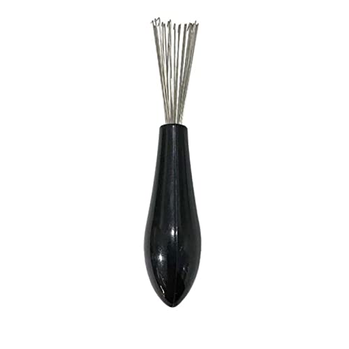 Herramienta de limpieza de cepillo para cabello con mango de madera y púas metálicas 2