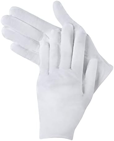 12 Pairs of White Cotton Gloves-Breathable and Comfortable Eczema Gloves, Moisturizing Spa Gloves，Jewelry Inspection Gloves，Suitable for Housework, Driving, Archives, Artwork Processing