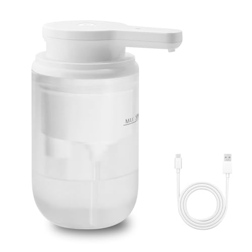 Mamiddle Dispensador Automático de Jabón con Sensor Infrarrojo, Carga USB-C, Resistente al Agua IPX5, para Cocina y Baño (Translúcido Blanco - Tipo Líquido)