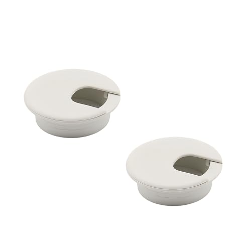 SIMAIYUN 2 Pcs 1-1/2 Inch Desk Cord Grommets, White Plastic Desk Hole Cover Cable Wire Grommet Computer Table Cord Wire Organizer