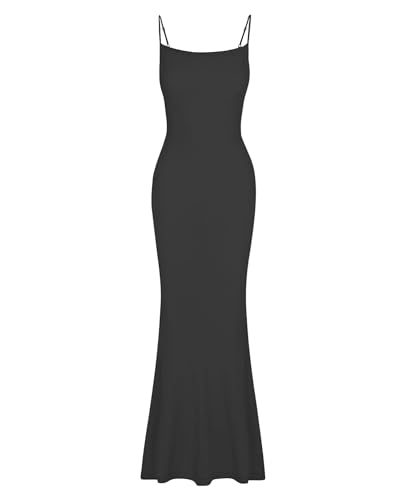Image of AUSELILY Womens Bodycon Maxi Dress Square Neck Sexy Slip Long Dress | Sleeveless slip design with a long skirt line, Going out dress for celebrations, Style with heels