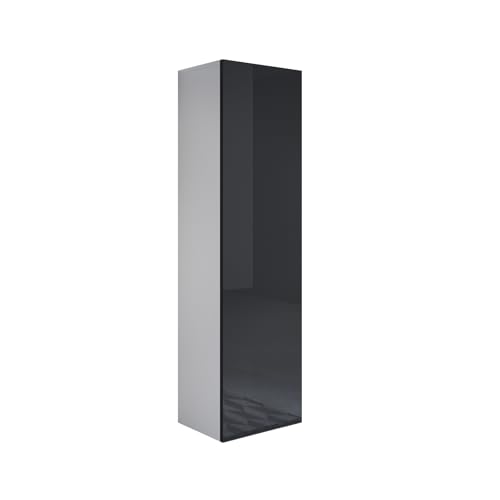 MB Muebles Bonitos, Armoire Mural Luke V4 pour Salon ou Salle à Manger Moderne, Meuble Modulaire en Mélamine Brillante, Couleur Blanc et Noir, 40x165x29 cm