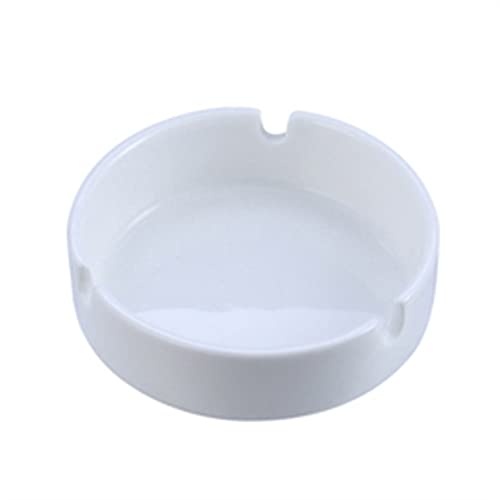 ceniceros Cenicero redondo de cerámica, comercial for Bar Hotel, Blanco Simple, for el hogar, dormitorio, sala estar, cocina, for cigarrillos(Medio)