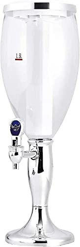 Beverage Dispenser, Beer Dispenser, Beer Bucket Beverage Tower Dispenser, Equipped With LED Colored Luminous Lights And Ice Tubes(Gold,3L)