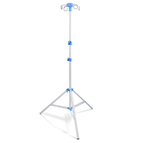 Potence portable pour perfusion voyage et soins à domicile support pliable 4 crochets