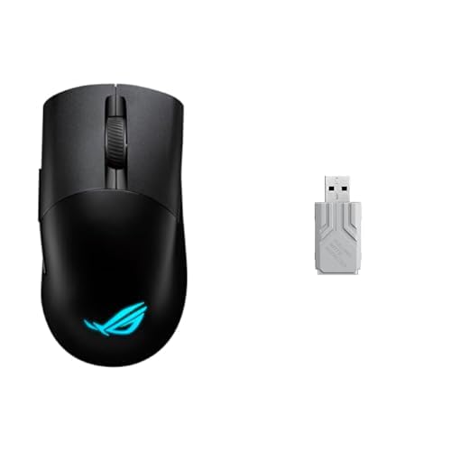 Image of ASUS ROG Keris Wireless Aimpoint Gaming Mouse (75g, 42K DPI) & ROG Polling Rate Booster (8000Hz) Bundle - Black /White