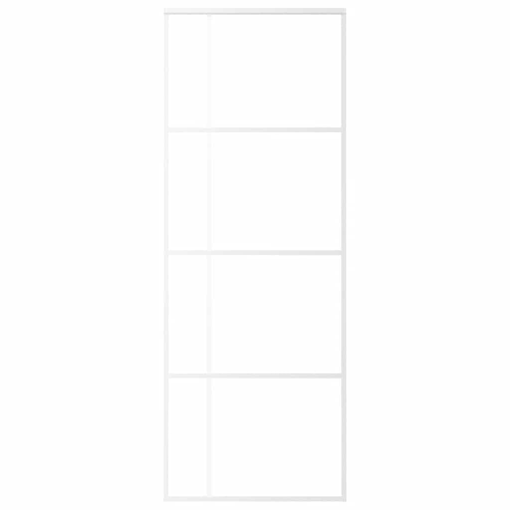 vidaXL Puerta Corredera Herrajes Entrada Corrediza Deslizante Cuarto de Baño Salón Sala de Estar Habitación ESG Vidrio y Aluminio Blanca 76x205 cm