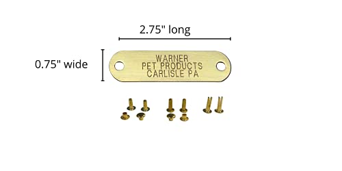 Warner Brand Brass (Gold) Tag For Dog Collars With 3-Sets Of Rivets Pet Id Tag Plate, Id Tag #TOP4