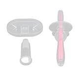 petjoyful Silikon-Zahnbürste, rosa, sicheres professionelles Baby-Mundpflege-Silikon-Fingermilch-Zahnbürsten-Set
