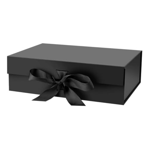 Caixa FlexBox Rígida de Papel com Imã e Cetim para Presente - Y338 (1 Unidade) (35x26x15cm, Preto)