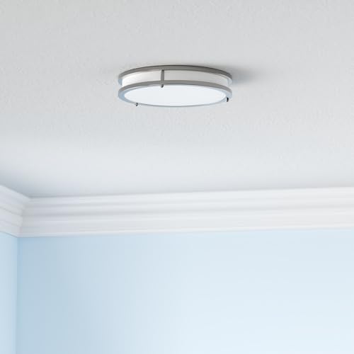Image of 12 Inch 36W LED Ceiling Lights, 2700K /3000K /4000K /5000K /6500K Adjusted Flush Mount Ceiling Light, 3200LM Super Bright Dimmable Brushed Nickel Lighting Lamp Fixture for Bedroom Bathroom Dining, 2-Pack