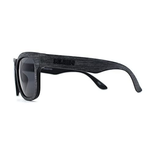 Kush Mens Brushed Wood Grain Sport Horn Rim Black Lens Sunglasses4