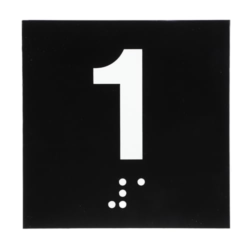 Plaque de numéro de salle d'examen 1 noire avec braille tactile 20x20 cm PATIKIL