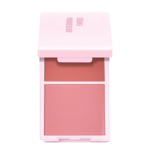 Colorete portátil 2 en 1 en crema y polvo, maquillaje de contorno suave para maquillaje diario y ocasión especial