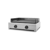 Forge Adour – Plancha Gaz 60 cm Inox, Plaque cuisson Fonte Émaillée Éco-Conçue, 2 Brûleurs 5300W, Plancha Gaz Intérieure et Extérieure, 4 à 10 Convives, Garantie 15 Ans