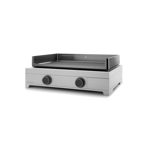 Forge Adour – Plancha Gaz 60 cm Inox, Plaque cuisson Fonte Émaillée Éco-Conçue, 2 Brûleurs 5300W, Plancha Gaz Intérieure et Extérieure, 4 à 10...