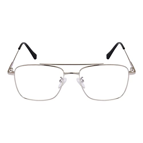 Image of BlueX Blue cut Computer glasses (E03006M) | Zero power transparent Eyeglasses | Anti Glare & UV light blocking spectacles | Square Metal Frame - For Men and Women