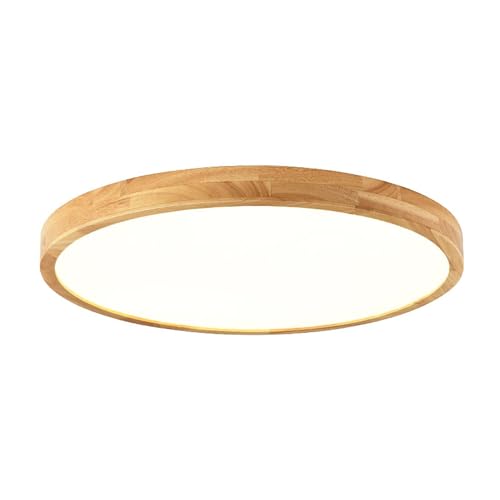 DOBQHWY Lámpara Techo Vintage Estilo Chino Lámpara Minimalista Madera Superficie Plana Paneles Redondos Ultrafinos Regulables Lámparas Empotradas Modernas Bajo Consumo para Dormitorio,Escaleras Cocina