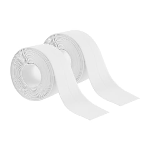 Bath and Kitchen Caulk Tape Sealant Strip - PVC Self Adhesive Waterproof Caulking Sealing Tape - White Self Adhesive Caulk Strip, for Kitchen Sink Toilet Bathroom Shower and Bathtub. (2 Pack White) Cover