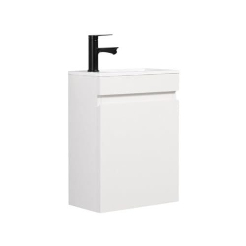 Kometmöbel Meuble Lave Mains WC Meuble lavabo 40cm déjà monté (Blanc Brillante 40cm, sans Mitigeur)