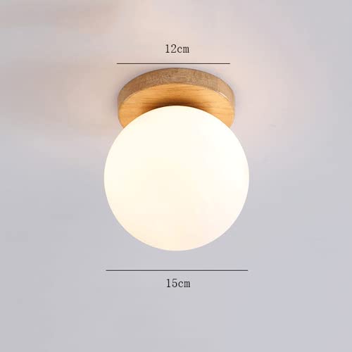 Lámpara de techo de bola de cristal y madera para dormitorio 7
