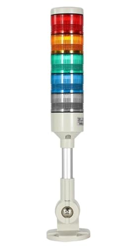 EAMOM LED Alarm Light 5 Layers with Buzzer Flashing Light Beacon Warning Indicator Alert Lamp for Tower Trunk Machinary 12V24V220V(Steady 220V 5 Layer)