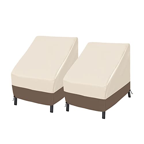Roastove Waterproof Patio Chair Covers, Lounge Deep Seat Cover, Heavy Duty And Waterproof Outdoor Lawn Patio Furniture Covers,Beige & Brown, Fits Up To 30W X 32D X 32H Inches(2Pack)… #TOP23