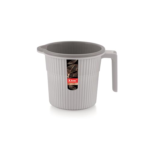 Image of Modern Heavy Plastic Bathroom Set Of 2-20L Bucket & 1L Mug Combo, Light Grey