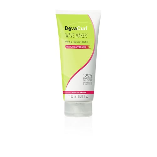 Embalagem do creme de definição Deva Curl Wave Maker de 180ml com rótulo em tons de verde e branco