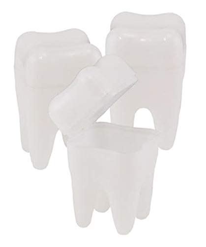 Giggle Time Tooth Shaped Tooth Holder (72) Pieces - Tooth Box, Tooth Holders for Kids Keepsake, Party Favor, Piñata Stuffer, Dental Bag - 1 ¾ inch