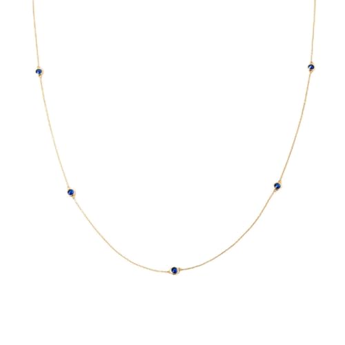 Gelin Gemstone Station Necklace in 14K Solid Gold