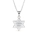 Bling Jewelry Hanukkah Magen Judaic Inlay Created Blue Opal Star Of David Pendant Necklace For Bat Mitzvah For Women Teen .925 Sterling Silver