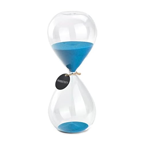 Hourglass Sand Timers - SWISSELITE Biloba Hourglass Sand Timer Inspired Glass/Home, Desk, Office Decor (8.5Inch-60Mins Blue)