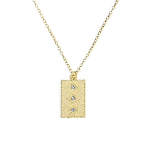 Collier carré étoile à trois branches en or 18k pour femme avec sa chaîne élégante