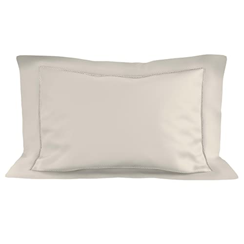 Soleil d'ocre, Cotton Pillowcase 50 x 75 cm Ecru Percale, Beige, 50 x 70 cm