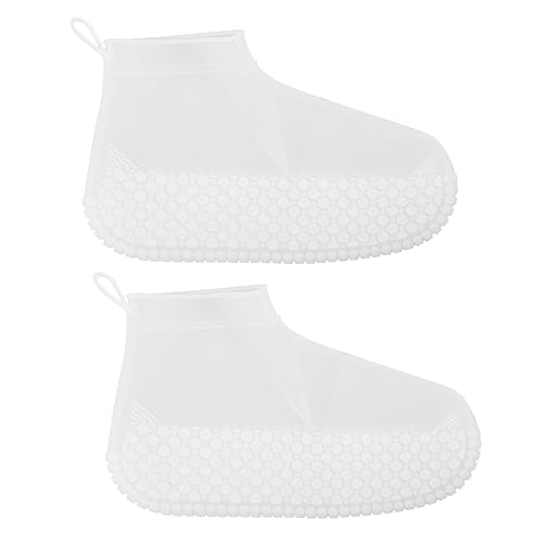 1 par de fundas para calzado de silicona, protectoras contra la lluvia, para actividades al aire libre y galochas resistentes al desgaste, color blanco miniatura 1