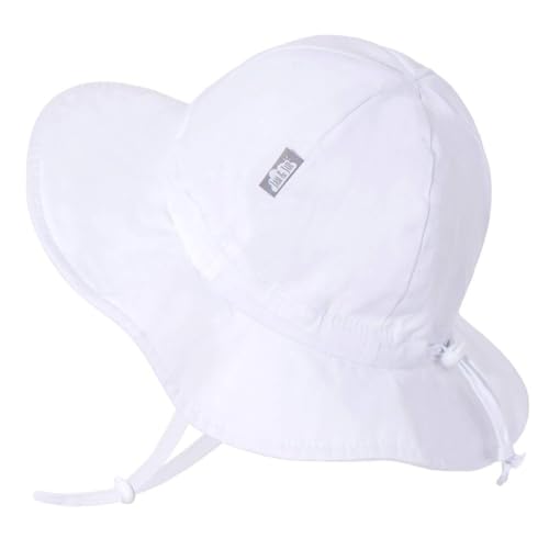 Jan & Jul Sombrero de Sol bebé 100% algodón con protección UV (Talla: 0-6 Meses, Blanco)