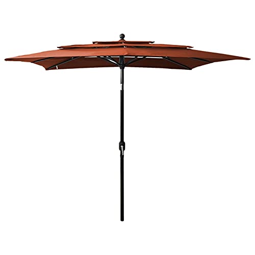 Parasol extérieur 2.5x2.5 m terracotta avec mât aluminium CLSDRZC