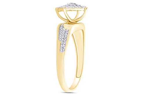 Jewel Zone US Natural Diamond Accent Engagement and Wedding Fashion Ring in 14k Gold Over Sterling Silver (0.03 Ct)3