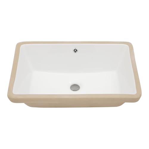 Mocoloo Undermount Bathroom Sink 21 x 13 Inch Rectangle Porcelain White Vessel Ceramic Bathroom Sink 7 Inch Deep Basin with Overflow Lavatory Vanity Top Under Mounted the Counter by Mocoloo - Image 3