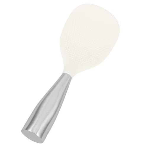 Rice Spoon Rice Paddle Practical Spatula Kitchen Rice Scoop Non Stick Scoop Large Spoon Multipurpose Scoop Household Scoop Standing Rice Scoop Silicone Scoop White Stainless Steel CONGARTENO