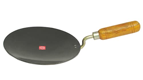 Olrada Iron Roti Tawa, Paratha Tawa with Wooden Handle 10inch Set of 1pcs