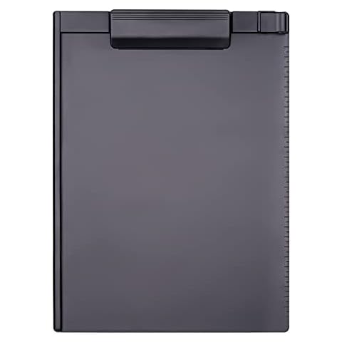 Tomorotec Letter Size A4 Size Basic Plastic Hardboard Clipboard Stationery Document Holder with Low Profile Clip and Side Ruler, File Organizer Writing Pad Nurse Office School Clipboard Supply (Black) Cover