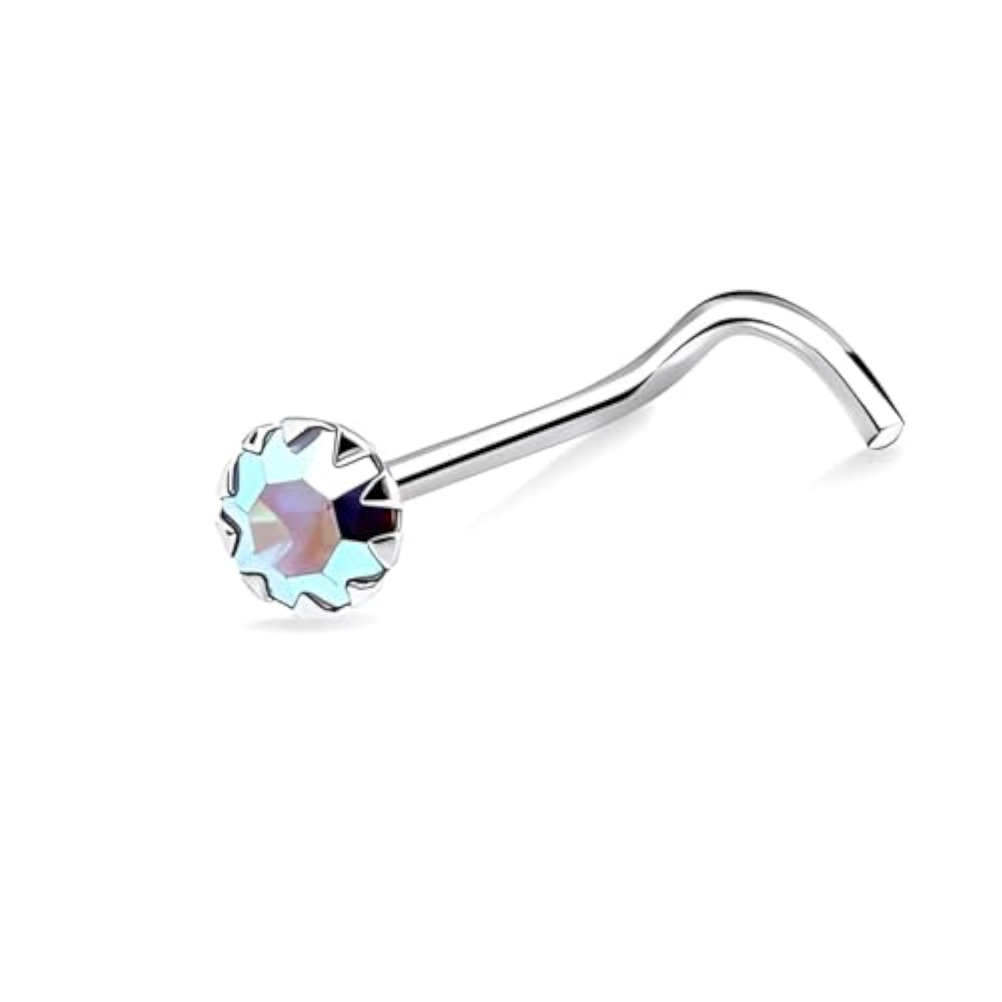 Women's 925 Sterling Silver Crystal Nose Pin Stud