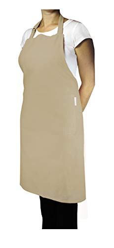 Mükitchen | Müapron Is 100% Cotton | Stylish Cooking Apron With Pockets For Women And Men | Machine Washable And Durable | Adjustable Neck And Extra-Long Waist Ties | Flax #TOP1