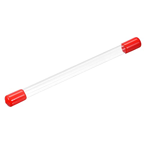 Image of PATIKIL Clear Rigid Tube Round Plastic Tubing with Red Rubber Caps Polycarbonate Water Pipe, 305mm / 12 Inch Length, 10mmx11mm /0.4 inchx0.43 inch, 1 Set