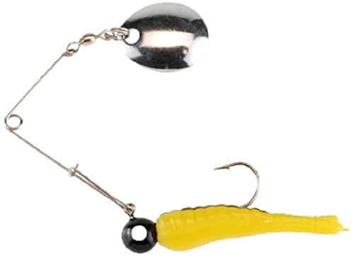 Johnson Beetle Spin Nickel Blade Fishing Hard Bait, Yellow/Black Stripe, 1 1/8in - 1/16 oz