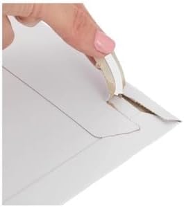 100 Pack 9.75x12.25 White Rigid Stay Flats Self-Seal Cardboard Envelope Mailers 9.75"x12.25"